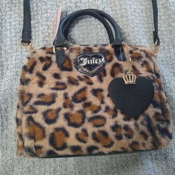 Juicy Faux Fur Leopard Satchel Bag Y2k Nwt - Picture 1 of 11
